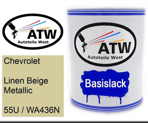 Chevrolet, Linen Beige Metallic, 55U / WA436N: 1L Lackdose, von ATW Autoteile West.